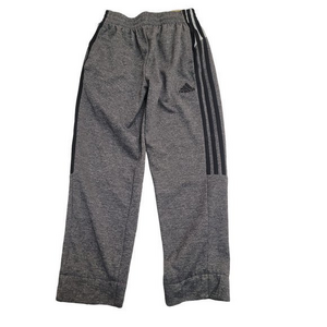 Adidas Youth Size Med10/12 Gray Black 3 Stripe Drawstring Elastic Waist‎ Sweats